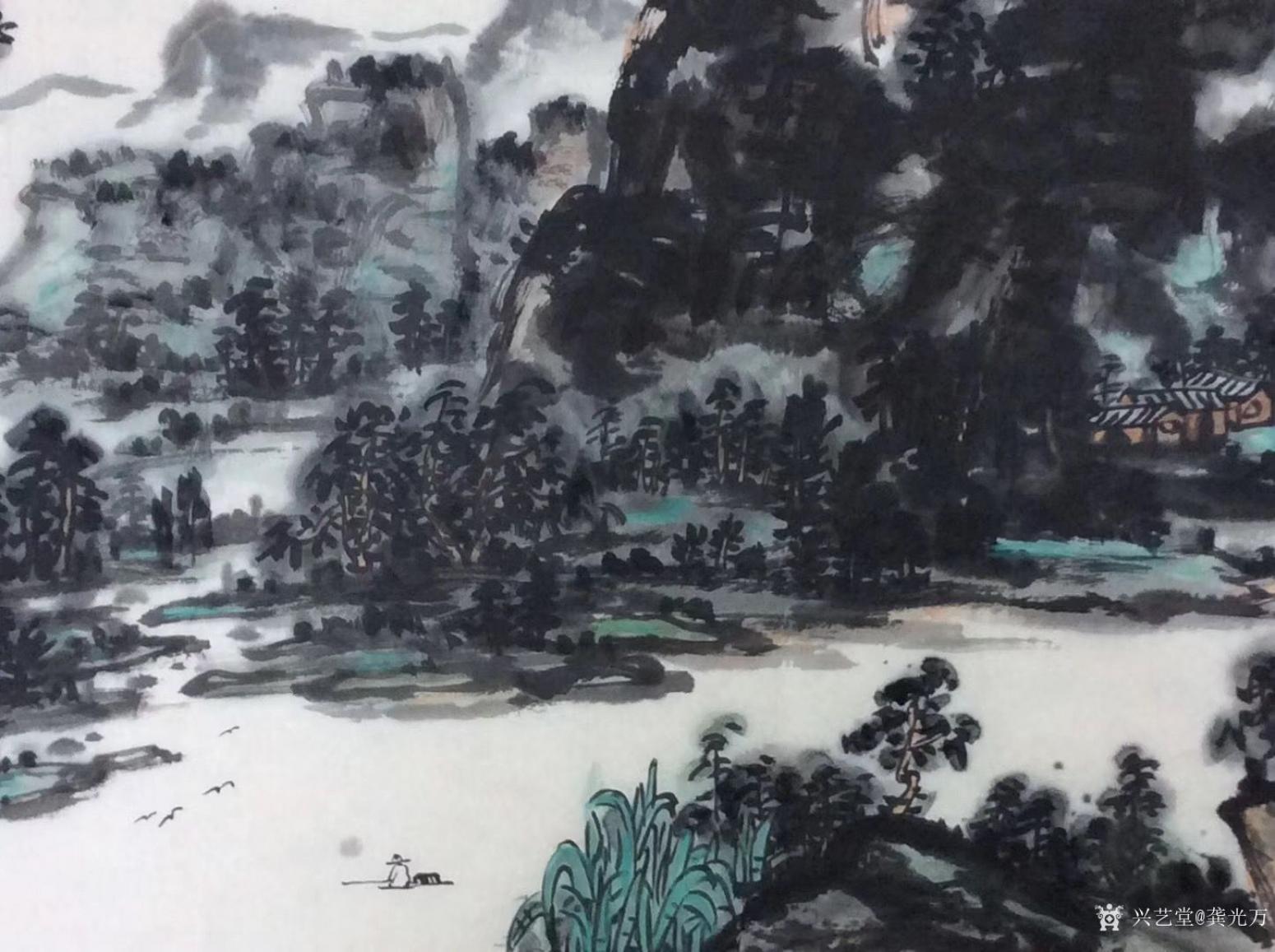 龚光万国画作品《水墨-蜀江清晓》【图3】