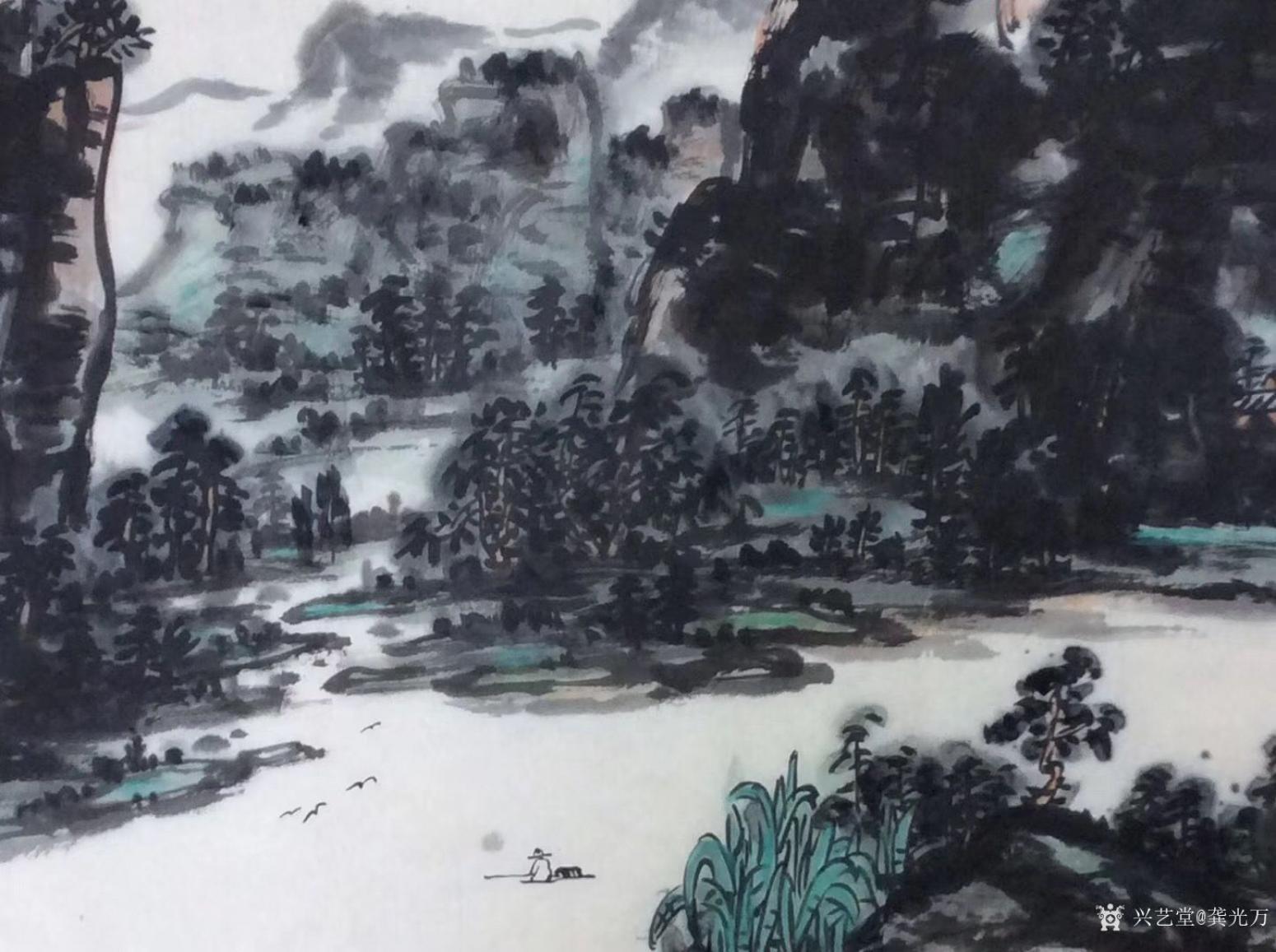 龚光万国画作品《水墨-蜀江清晓》【图4】