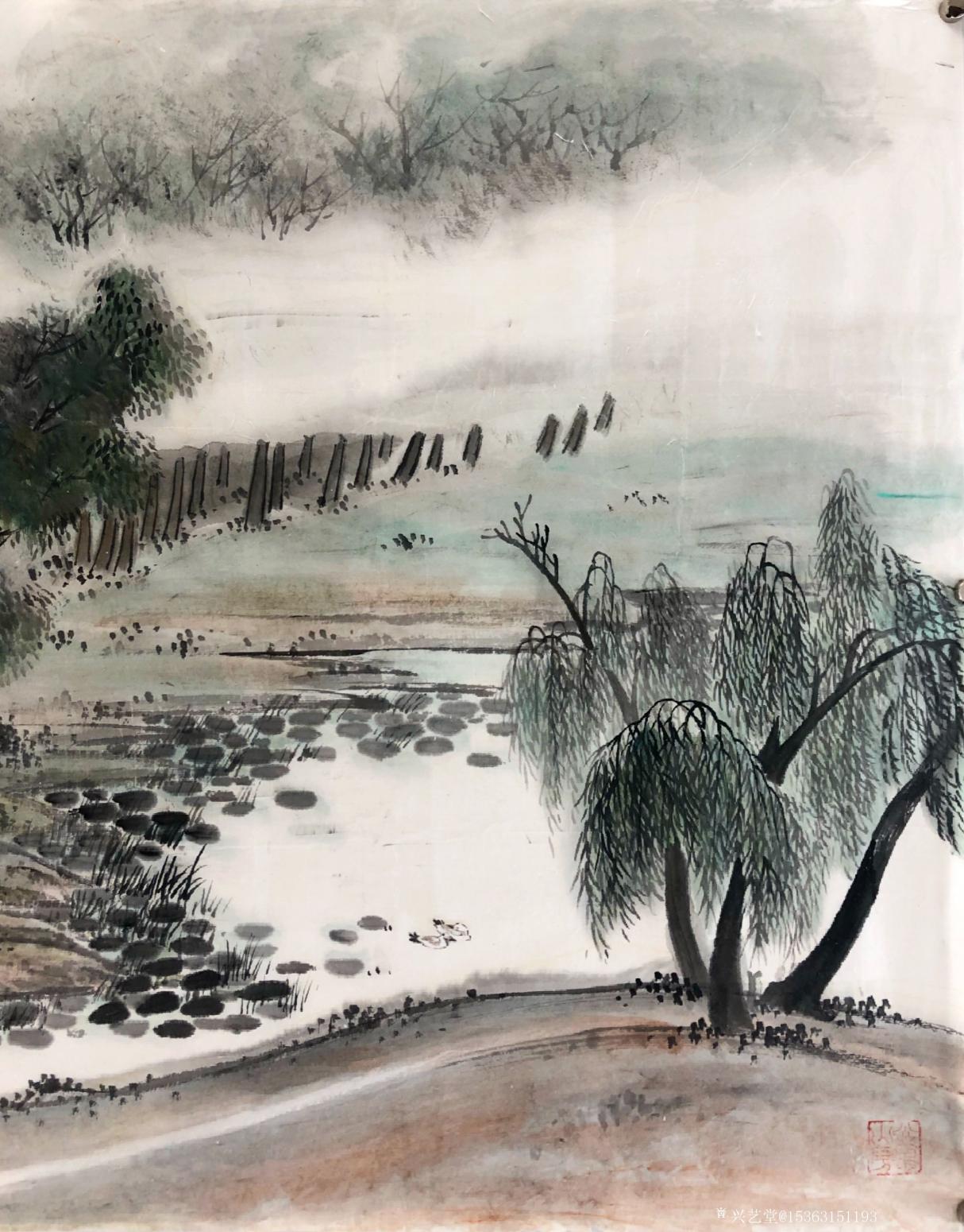 15363151193国画作品《湖庄清夏图》【图1】