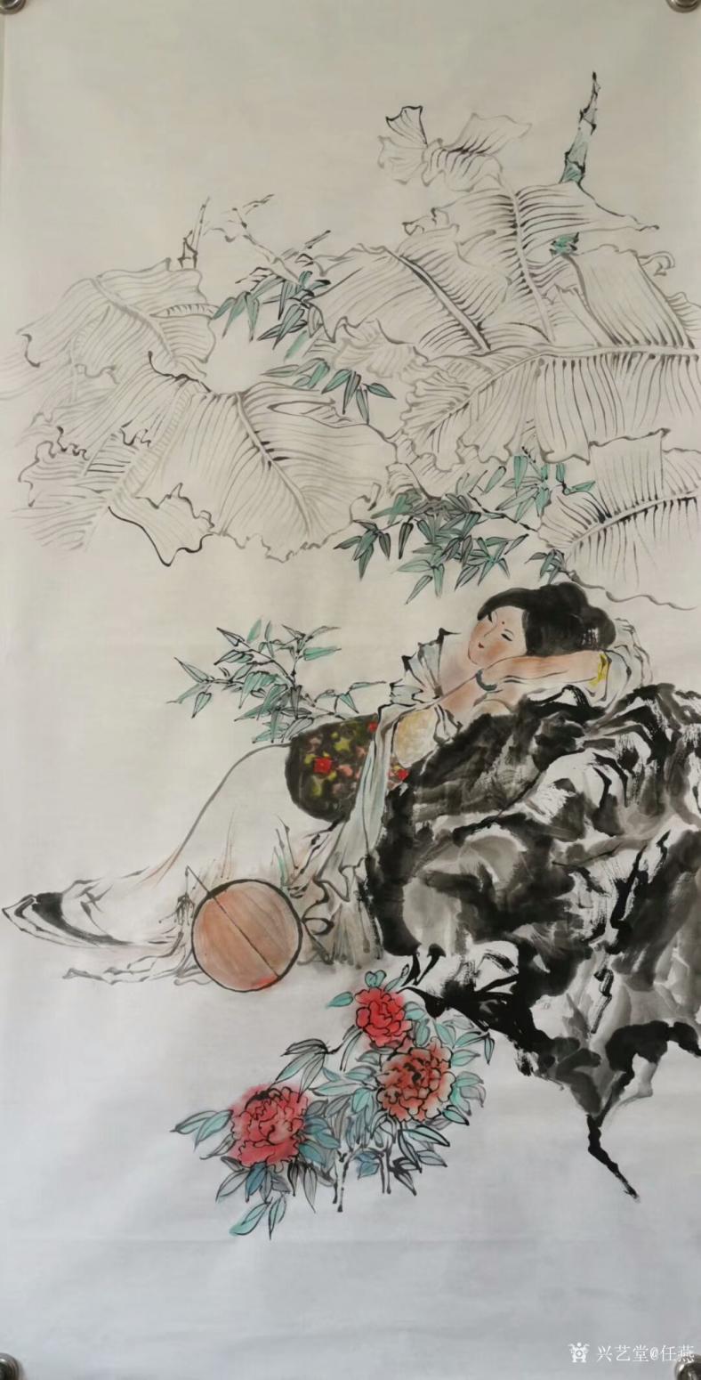 任燕国画作品《人物画-醉花荫》【图0】