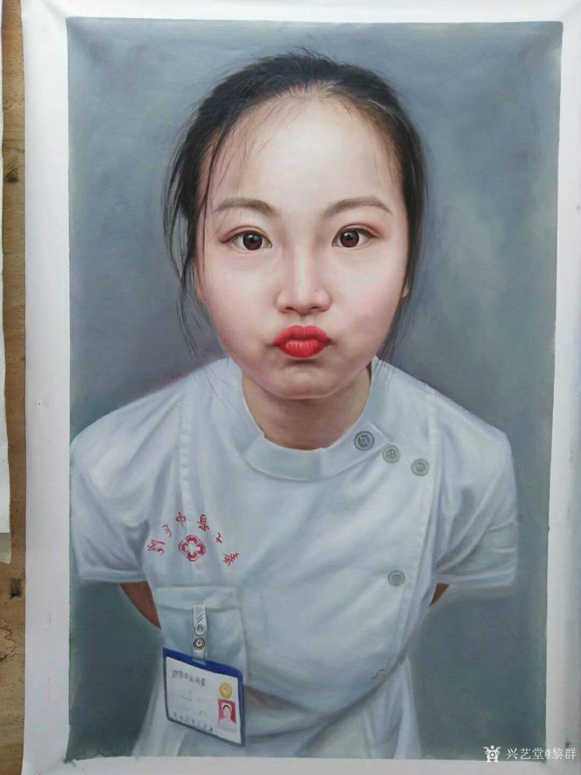 黎群油画作品《人物肖像画实习护士》