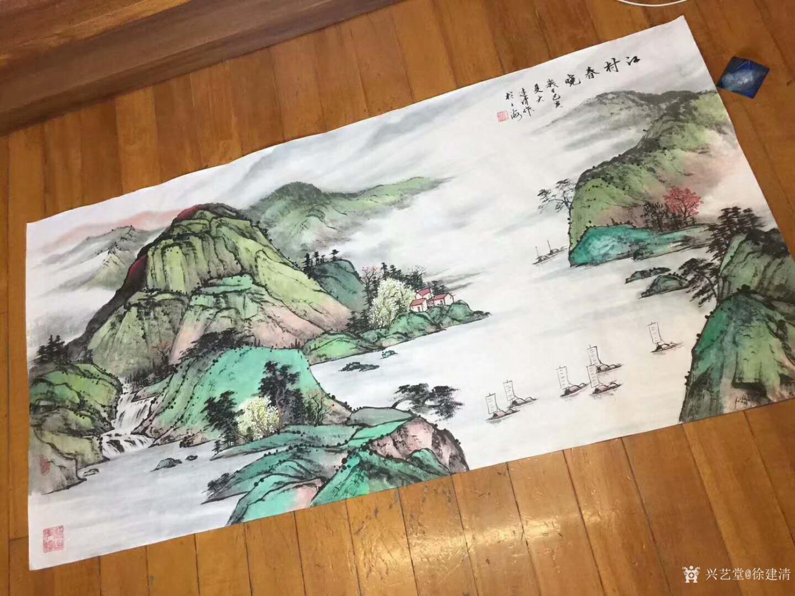 徐建清国画作品《山水画-江村春晓》【图0】