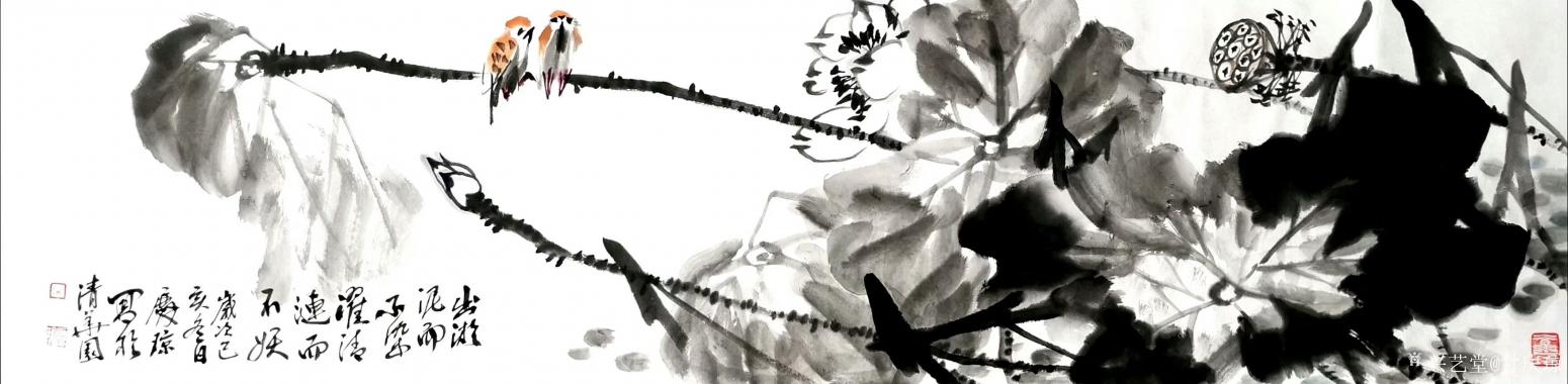 甘庆琼国画作品《国画水墨写意荷花》【图0】