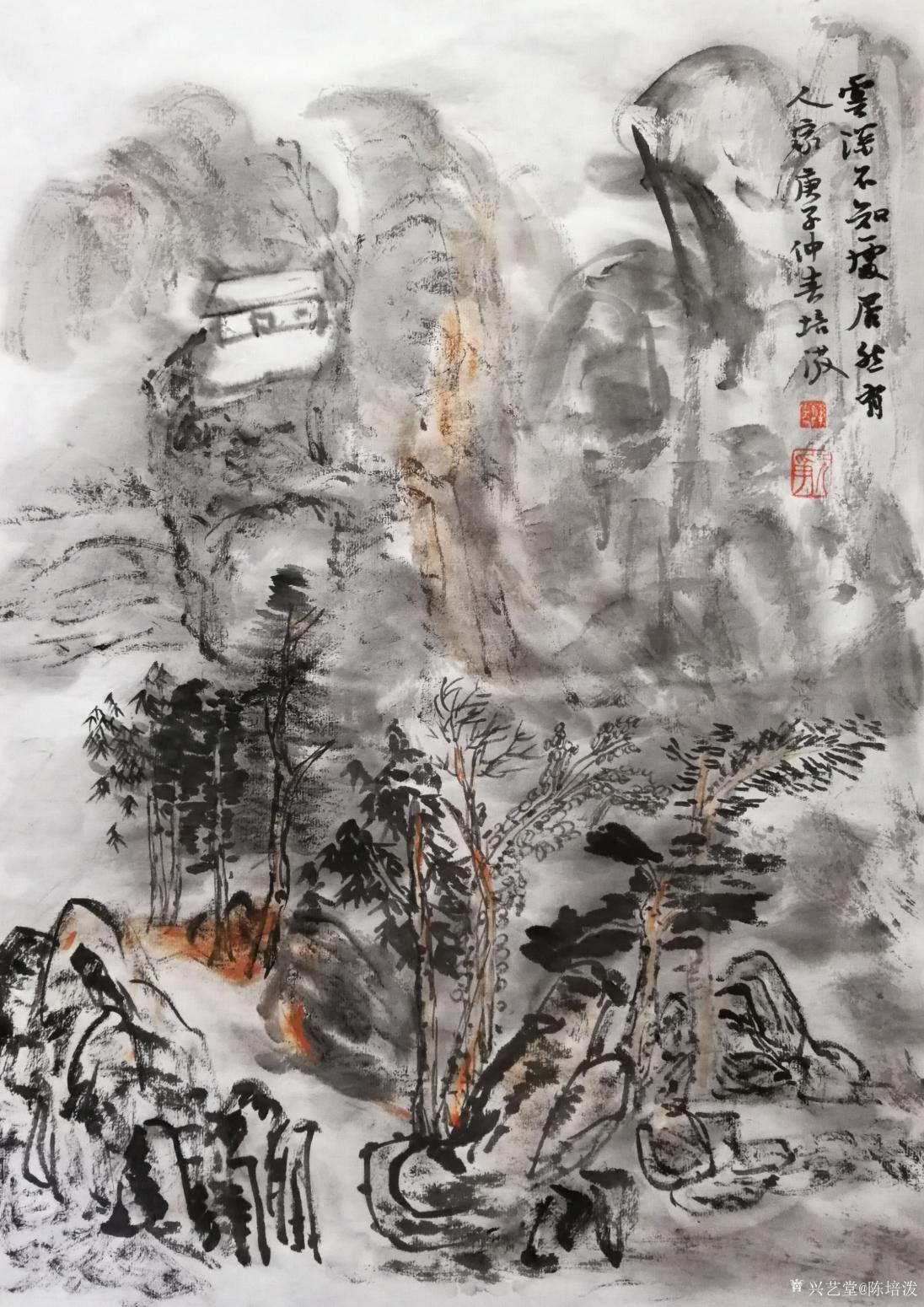 陈培泼国画作品《云深不知处何处有人家》【图0】