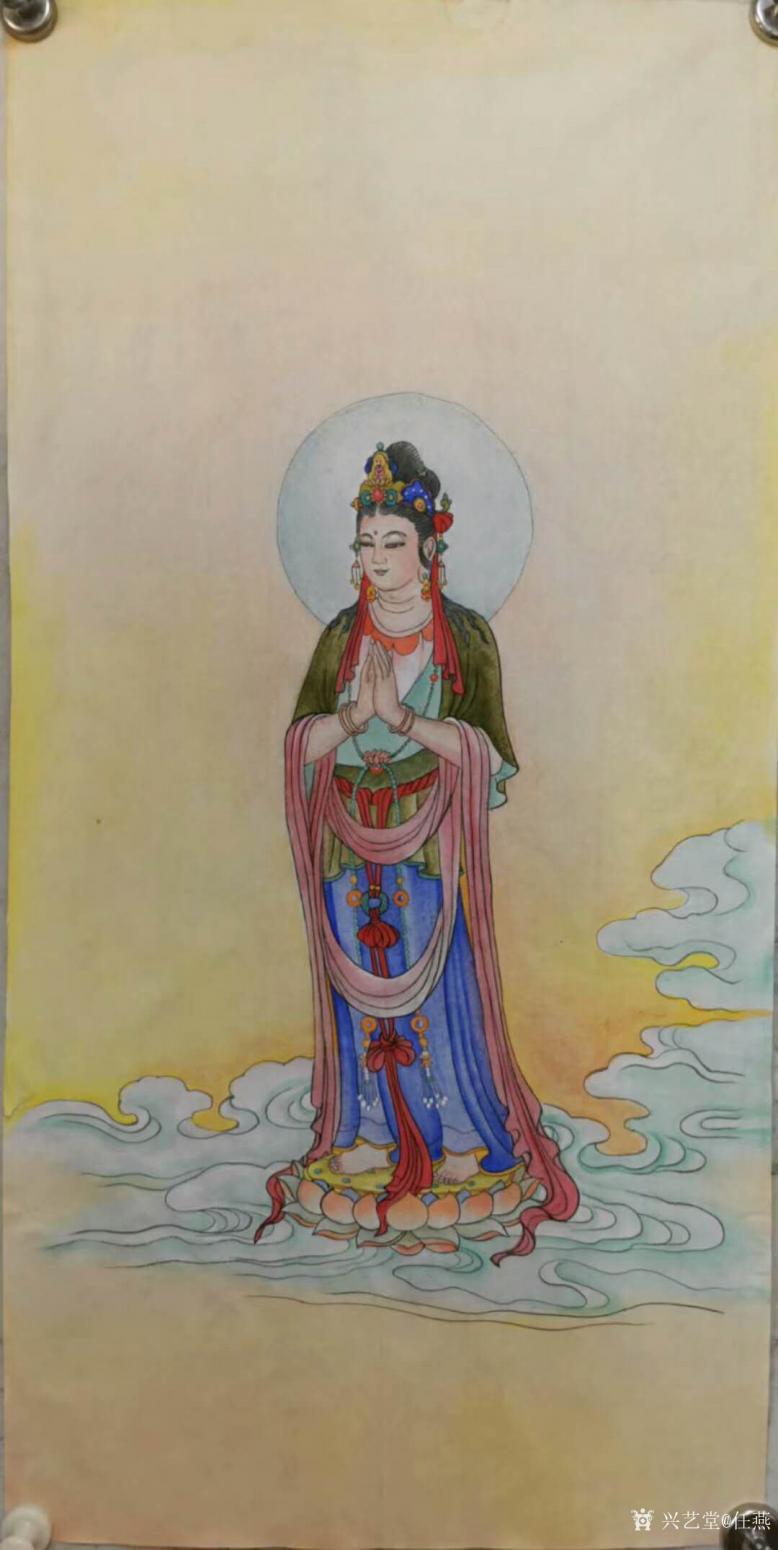 任燕国画作品《彩墨观音大士》【图0】