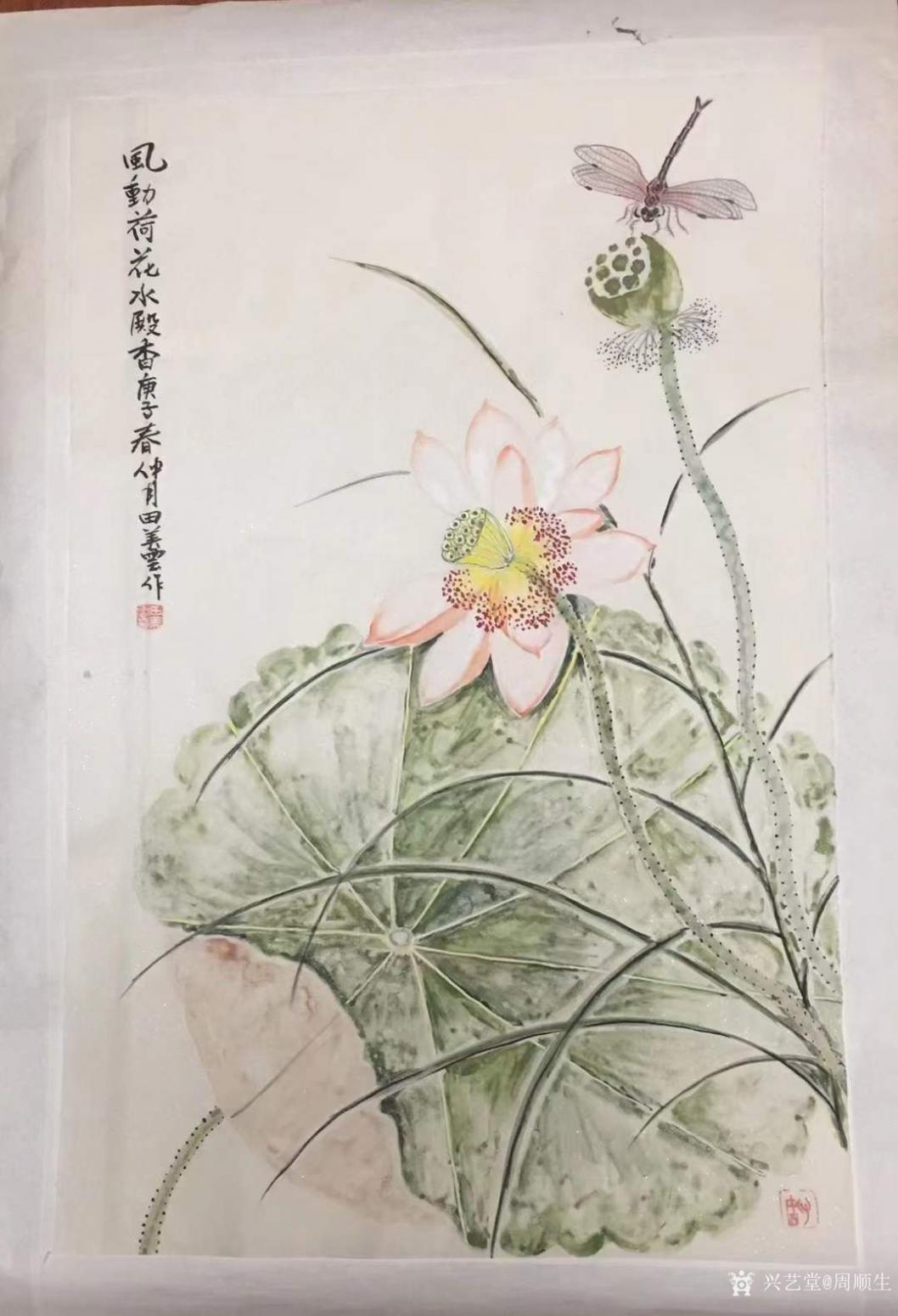 周顺生国画作品《四尺三开岁月静好》【图0】