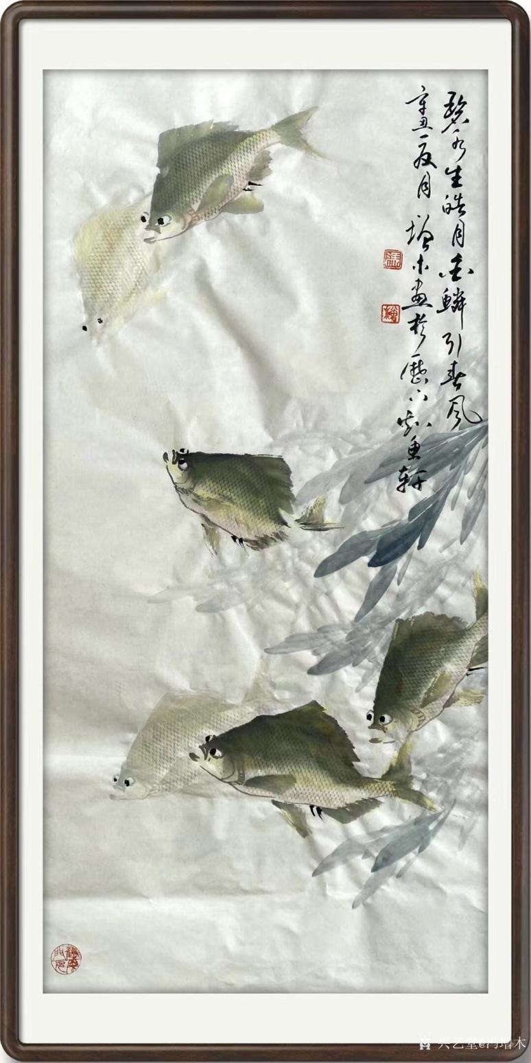 冯增木国画作品《鱼-金鳞引春风》