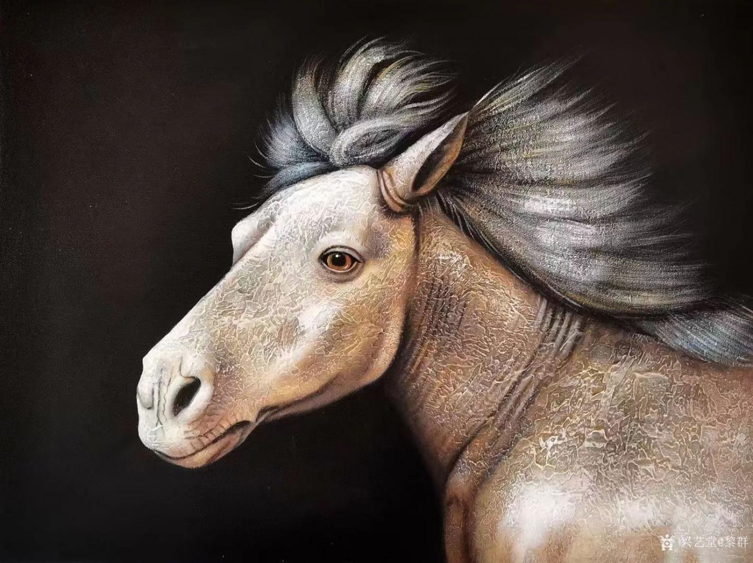 黎群油画作品《骏马油画(包框包邮)》【图1】