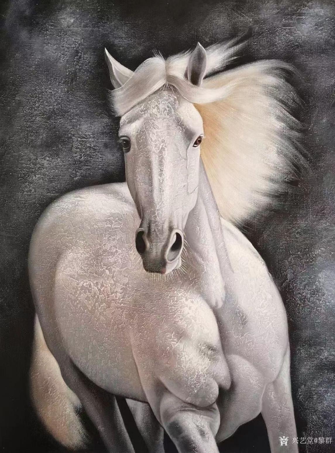 黎群油画作品《骏马油画(包框包邮)》【图2】