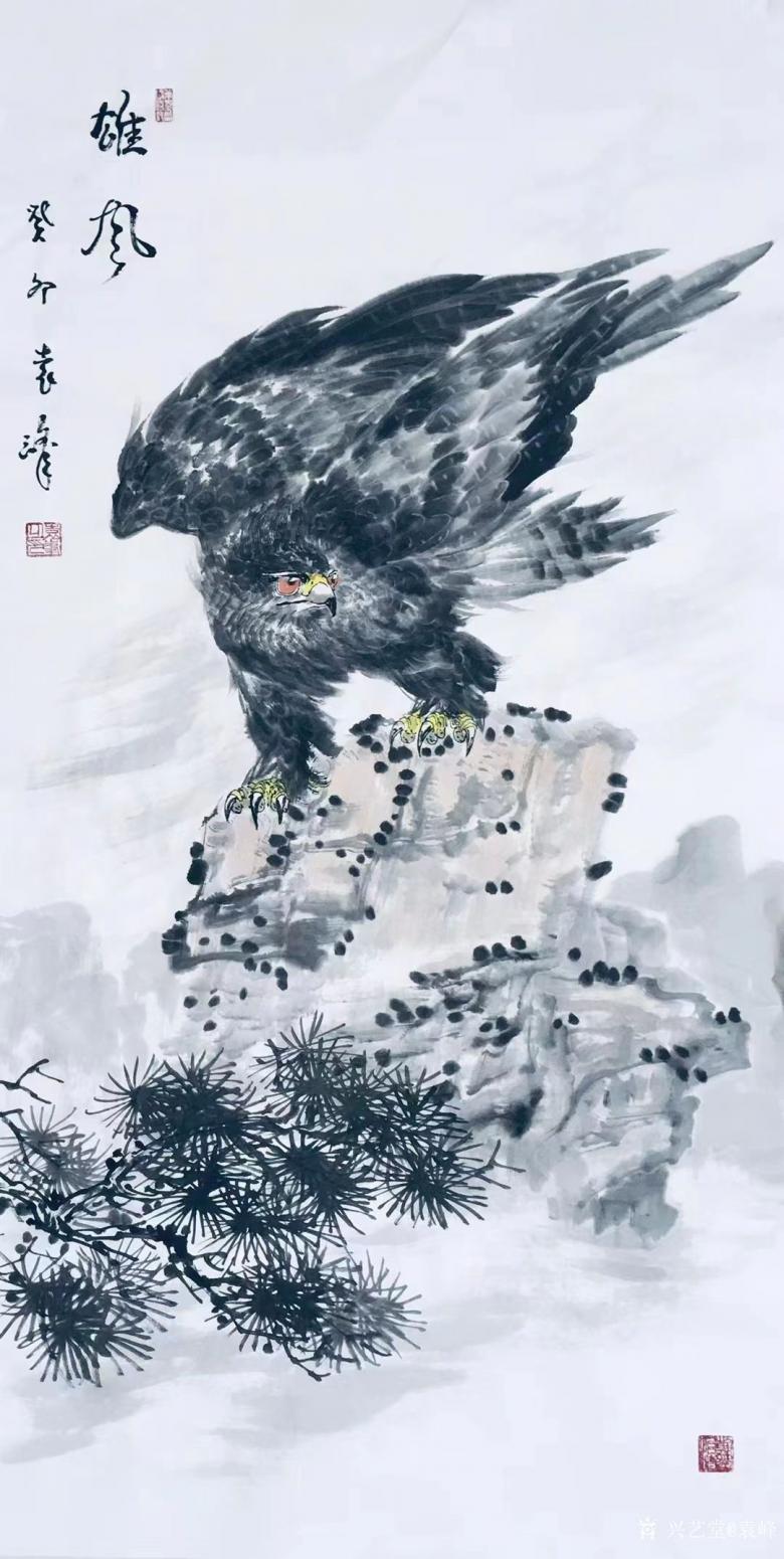 袁峰国画作品《鹰-雄风》