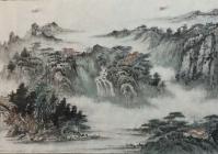 艺术家刘传军日记:191号作品第二遍设色。装裱后高1.1米，长3.1米。【图0】