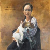 艺术家周海波日记:《少女与10岁狗狗》。   第一次尝试用丙烯做的肖像画.  【图3】