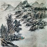 艺术家李高日记:近日国画作业几张,《寒山幕雪》、《夏林默钓》,祈诸友勿笑。【图1】