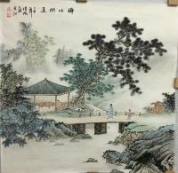 艺术家李伟成日记:李伟成国画作品《禅林问道》完稿，四尺斗方，落款发布。【图1】