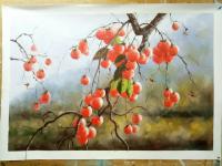艺术家凌振宁日记:凌振宁油画《丰收图》系列作品，“”树叶的离开，不是因为风，而【图0】
