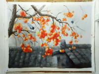 艺术家凌振宁日记:凌振宁油画《丰收图》系列作品，“”树叶的离开，不是因为风，而【图1】