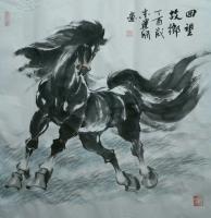 艺术家刘建国日记:元旦晚上，画了两匹马，一个是《漫步草原》，一个是《回望故乡》【图0】