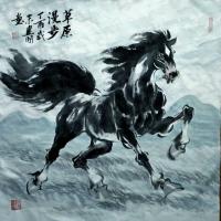 艺术家刘建国日记:元旦晚上,画了两匹马,一个是《漫步草原》,一个是《回望故乡》【图1】