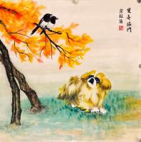 艺术家宋继兰日记:狗年画狗狗，《飞黄腾达》，《旺财图》，《旺旺大吉》，《双喜临【图2】