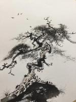 艺术家罗树辉日记:小团扇《山静松声远》。刚刚朋友约去工作室坐。很久没去工作室了【图0】