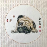 艺术家胡爱民日记:狗年到了，创作了系列狗狗《斗士图》，萌萌哒，喜欢可以订制，尺【图1】
