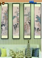 艺术家李亚南日记:李亚南书画工作室作品,四条屏相马图,尺寸150cm×35cm【图1】