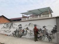 艺术家粟盛林日记:刚完工的15米壁画山水。作者粟盛林【图0】