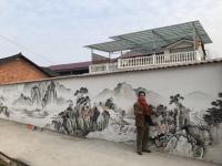 艺术家粟盛林日记:刚完工的15米壁画山水。作者粟盛林【图2】