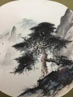 艺术家罗树辉日记:新作,国画扇面《一夫当关》,罗树辉【图0】