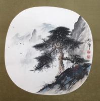 艺术家罗树辉日记:新作,国画扇面《一夫当关》,罗树辉【图1】