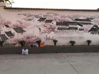 艺术家粟盛林收藏:2月13日绘制完毕，8米江南水乡风情壁画，拍照留念。很辛苦，【图0】