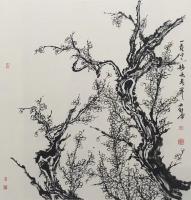 艺术家徐家康日记:国画《一树寒梅迎风开》，徐佳康作品，裱上板，在展厅里还可观…【图0】
