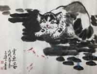 艺术家柳士才日记:结缘作品,国画《耄耋图》、《秋韵》、《赏鱼》。喻意:长寿、丰【图1】