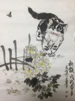 艺术家柳士才日记:结缘作品,国画《耄耋图》、《秋韵》、《赏鱼》。喻意:长寿、丰【图2】