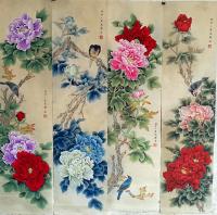 艺术家胡记领日记:工笔四条屏欣赏,胡记领【图2】