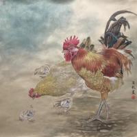 艺术家汪林日记:国画新作《幸福一家》完成50x50cm,汪林【图0】