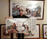 艺术家尚建国日记:师兄吉祥!
遵嘱敬制的佛画己落笔
第一幅题跋:
【图0】