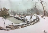 艺术家宋德发日记:水粉画新作《雪景》,尺寸50x60,宋德发【图0】