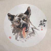 艺术家刘和平日记:创作一组狗狗头像小品,国画动物写意,刘和平作【图3】