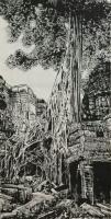 艺术家马培童日记:带你走进柬埔寨，我画吴哥窟的大榕树，生命力极强，都生长在石窟【图3】