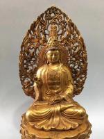 艺术家东方古玩城堡收藏:回流老铜器鎏金背光释迦摩尼佛摆件,尺寸细节如图,重4340克【图3】