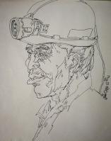 艺术家赵国毅日记:矿工头部像,速写,两幅
赵国毅 作【图0】