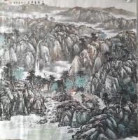 艺术家马海伟日记:国画《一湖清音半山云》,八尺斗方(124*124),马海伟【图0】