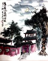 艺术家龚光万日记:国画山水
《 鸟宿池边树,僧敲月下门 》
龚光万 画【图0】