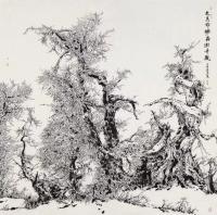 艺术家徐家康日记:此《大美胡楊 霧凇奇觀》180厘米見方,以焦墨摻少許宿墨寫于【图0】