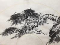 艺术家罗树辉日记:国画扇面《蛟龙出海》。新完成,分享与众好友。【图3】