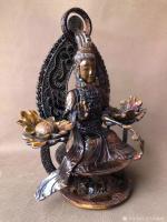 艺术家东方古玩城堡收藏:回流老牛角雕刻观音佛像摆件,细节如图,尺寸34×27×17厘【图2】