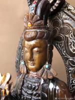 艺术家东方古玩城堡收藏:回流老牛角雕刻观音佛像摆件,细节如图,尺寸34×27×17厘【图5】