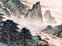 艺术家李亚南日记:李亚南书画工作室作品 松崖揽胜图 尺寸150cmx70【图1】