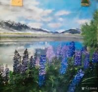 艺术家杨凌日记:这是一副创新风景国画，用国画颜料在生宣纸上画出，完全不同于传【图0】